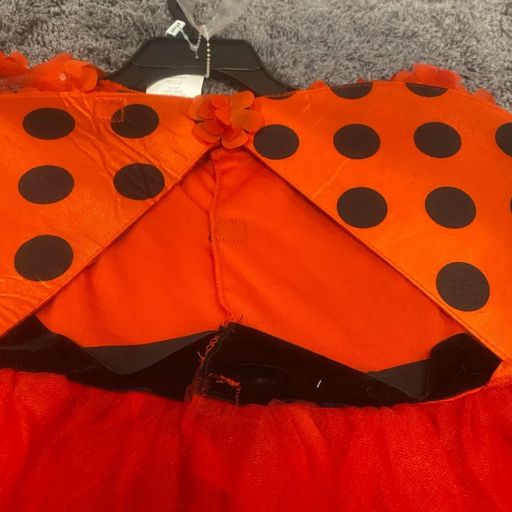 Toddler Red Ladybug Costume Dress with Black Polka Dots